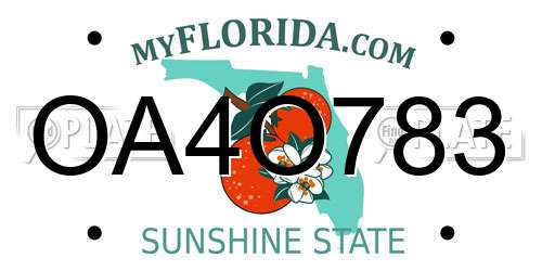 OA4O783 Florida License Plate