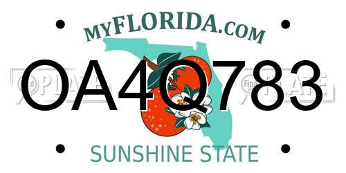 OA4Q783 Florida License Plate