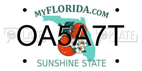OA5A7T Florida License Plate