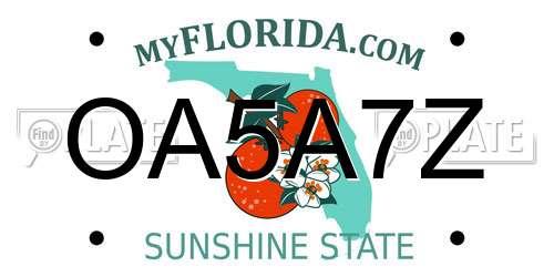 OA5A7Z Florida License Plate