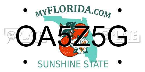 OA5Z5G Florida License Plate