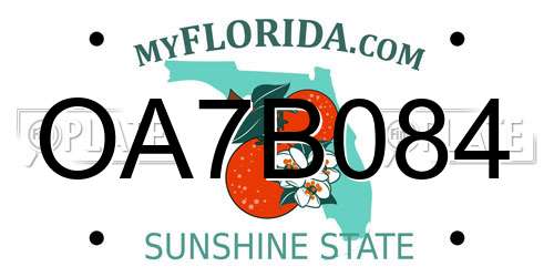 OA7B084 Florida License Plate