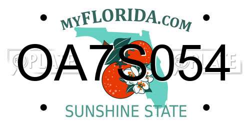 OA7S054 Florida License Plate