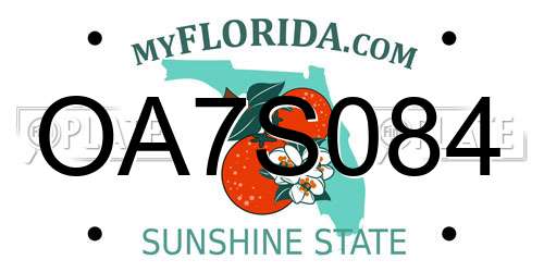 OA7S084 Florida License Plate