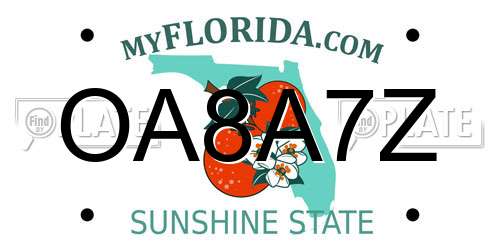 OA8A7Z Florida License Plate