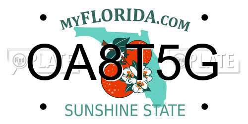 OA8T5G Florida License Plate