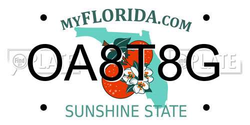 OA8T8G Florida License Plate