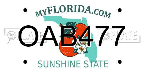 OAB477 Florida License Plate