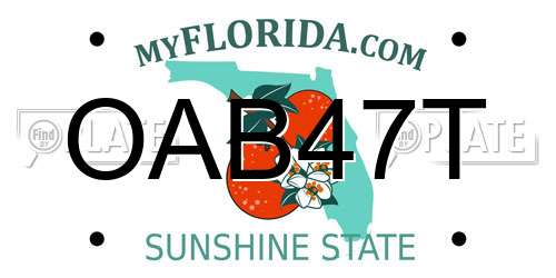 OAB47T Florida License Plate