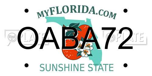 OABA72 Florida License Plate