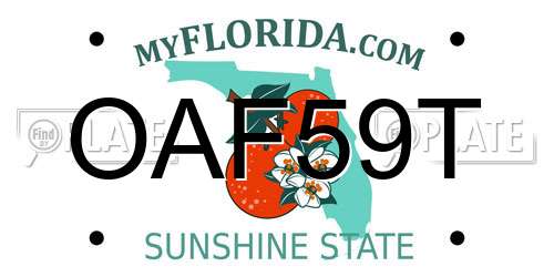 OAF59T Florida License Plate