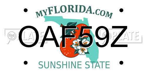OAF59Z Florida License Plate
