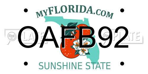 OAFB92 Florida License Plate