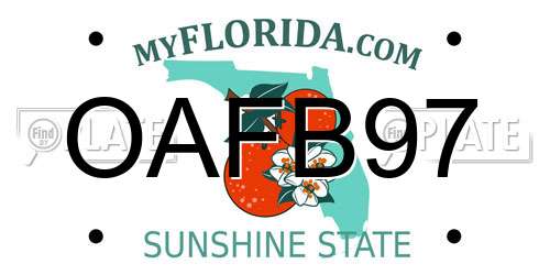 OAFB97 Florida License Plate