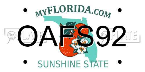 OAFS92 Florida License Plate