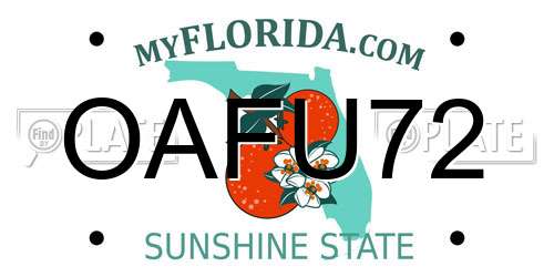 OAFU72 Florida License Plate