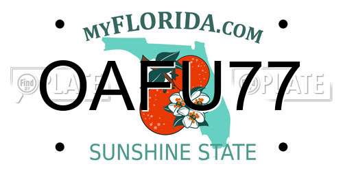 OAFU77 Florida License Plate