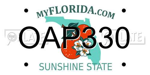 OAP330 Florida License Plate