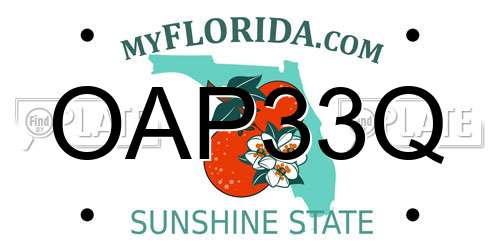 OAP33Q Florida License Plate