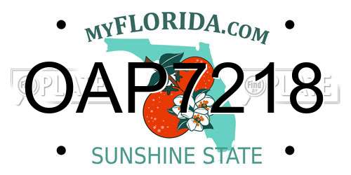 OAP7218 Florida License Plate