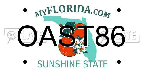 OAST86 Florida License Plate