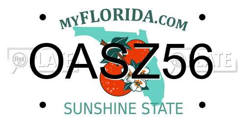 OASZ56 Florida License Plate