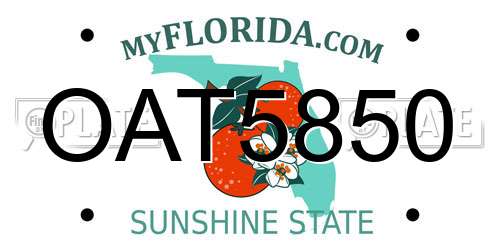 OAT5850 Florida License Plate