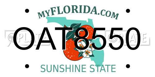 OAT8550 Florida License Plate