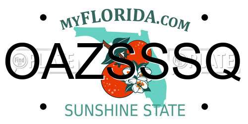 OAZSSSQ Florida License Plate