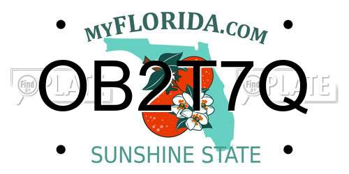 OB2T7Q Florida License Plate