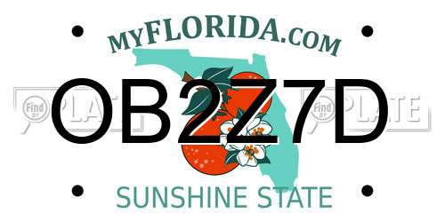 OB2Z7D Florida License Plate