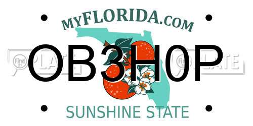 OB3H0P Florida License Plate