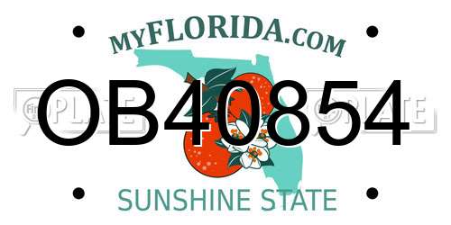 OB40854 Florida License Plate