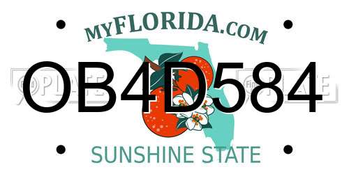 OB4D584 Florida License Plate
