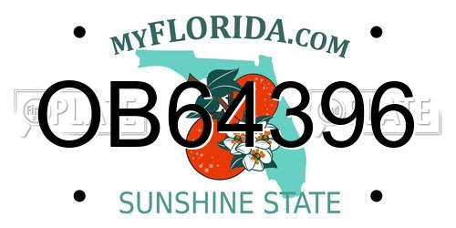 OB64396 Florida License Plate