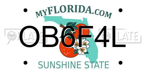 OB6F4L Florida License Plate