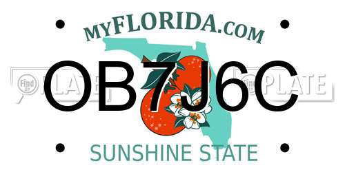 OB7J6C Florida License Plate
