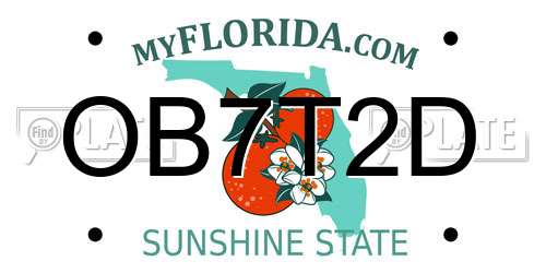 OB7T2D Florida License Plate