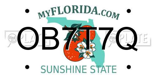 OB7T7Q Florida License Plate
