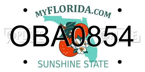 OBA0854 Florida License Plate
