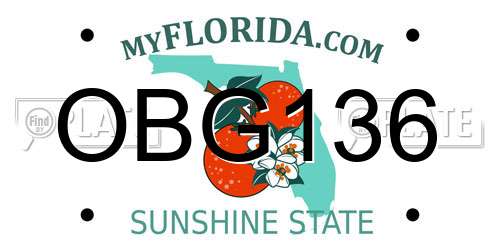 OBG136 Florida License Plate