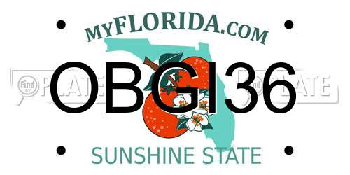 OBGI36 Florida License Plate