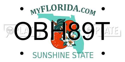 OBH89T Florida License Plate