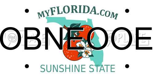 OBNEOOE Florida License Plate