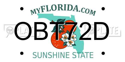 OBT72D Florida License Plate