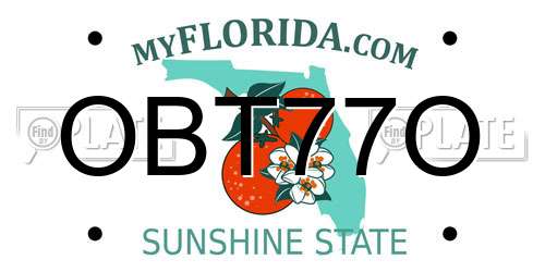 OBT77O Florida License Plate