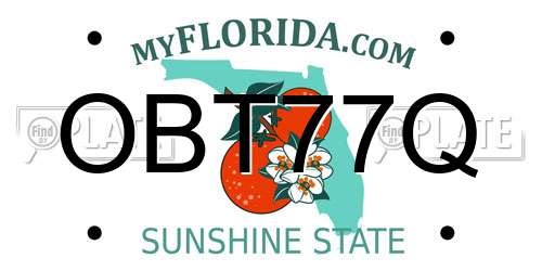 OBT77Q Florida License Plate