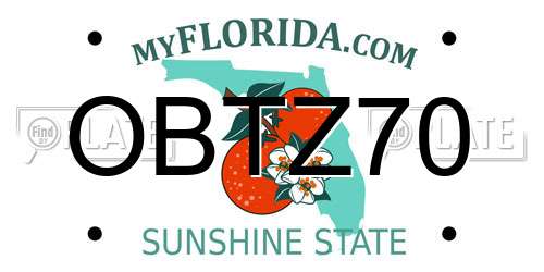 OBTZ70 Florida License Plate