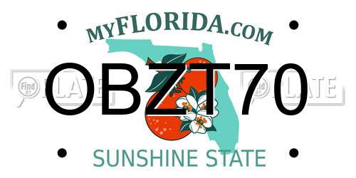 OBZT70 Florida License Plate