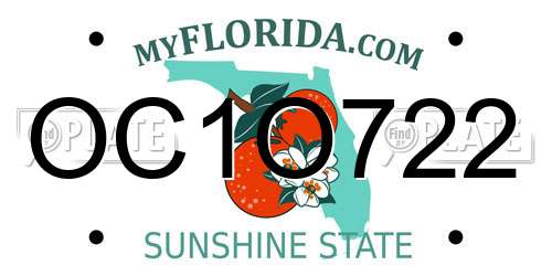 OC1O722 Florida License Plate